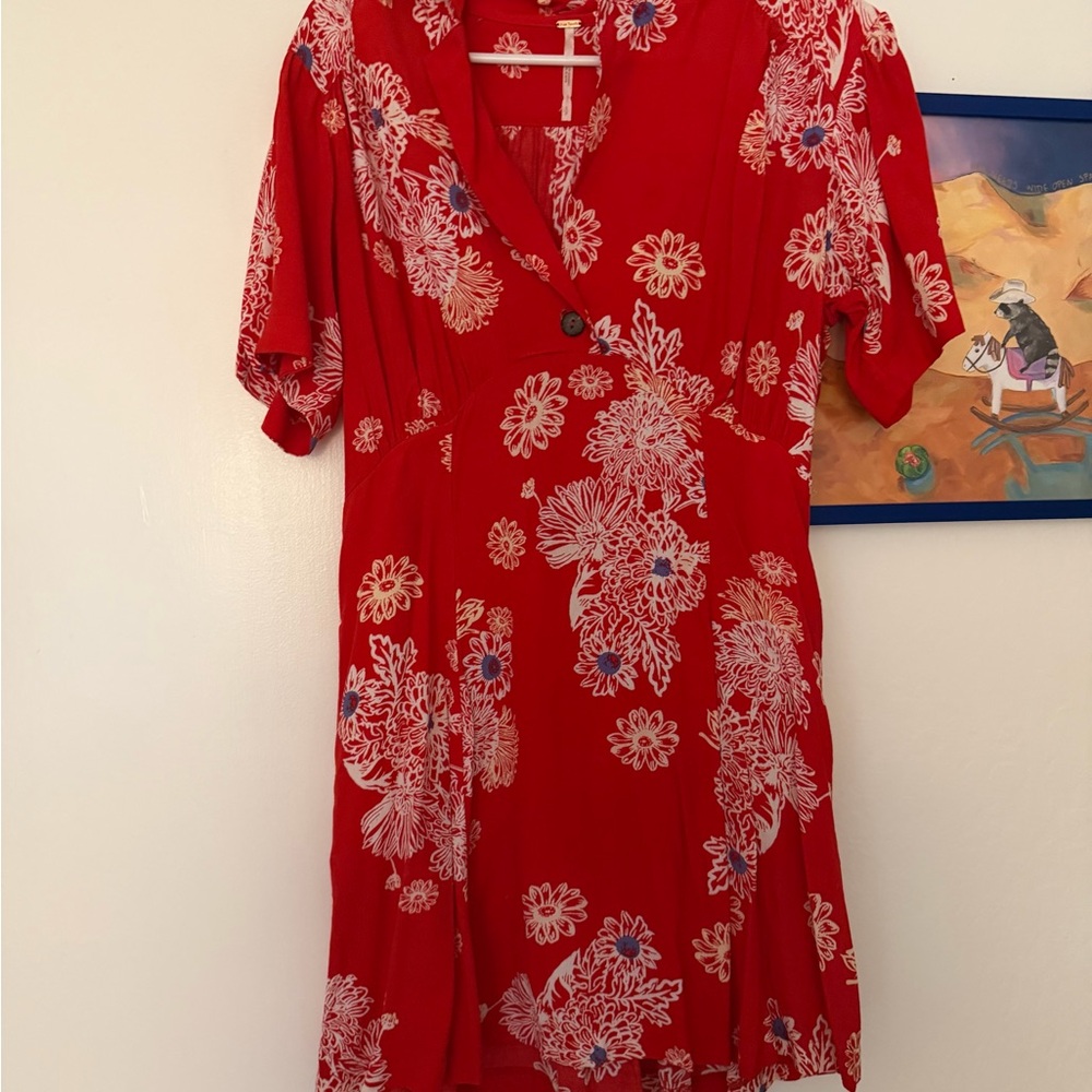 Free People Red Floral Mini Dress